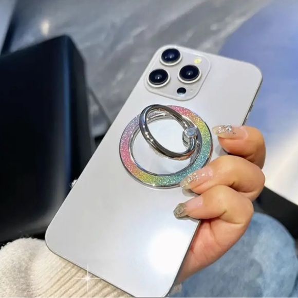 Sparkling Magnetic Phone Ring Holder and Kickstand Cute Glitter Finger GripStand - Picture 2 of 7
